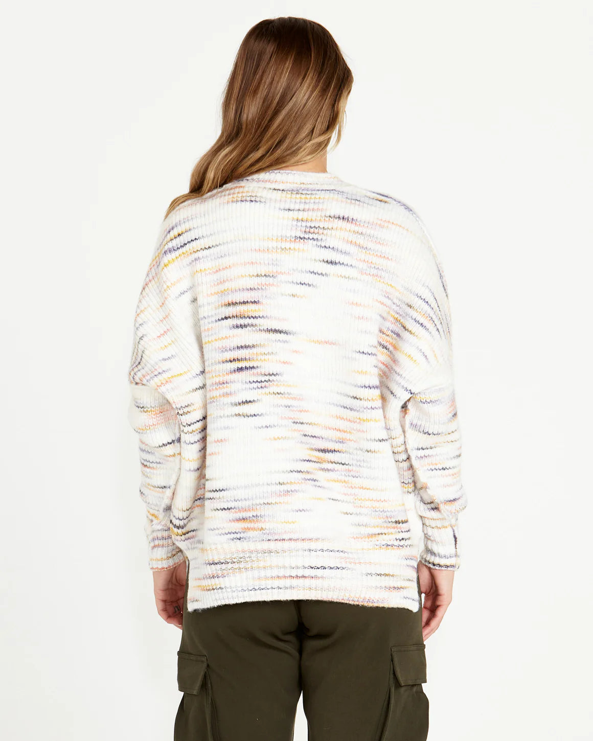 Pepper Space Oversized Wool-Blend Jumper - Cream Rainbow Marle