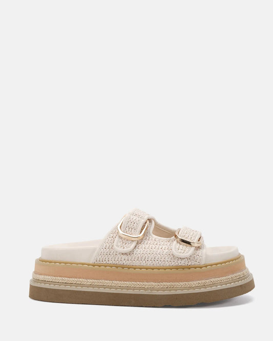 SARAIRA CREAM RAFFIA SANDALS