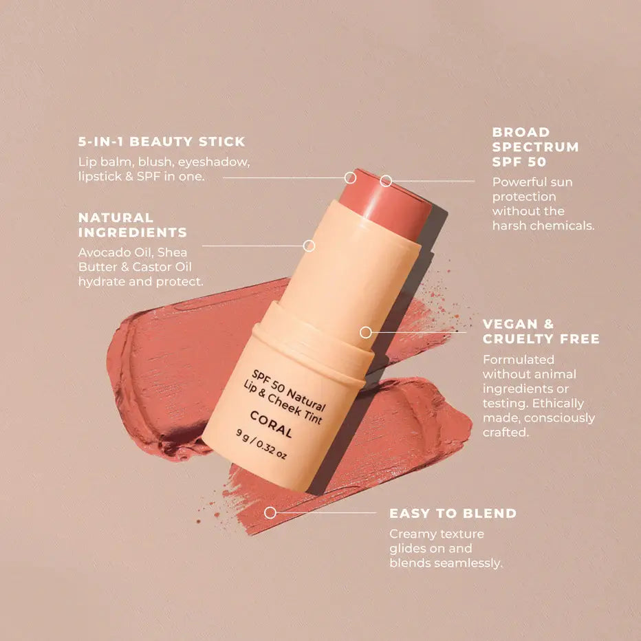 SPF 50 Natural Lip & Cheek Tint: Red Earth