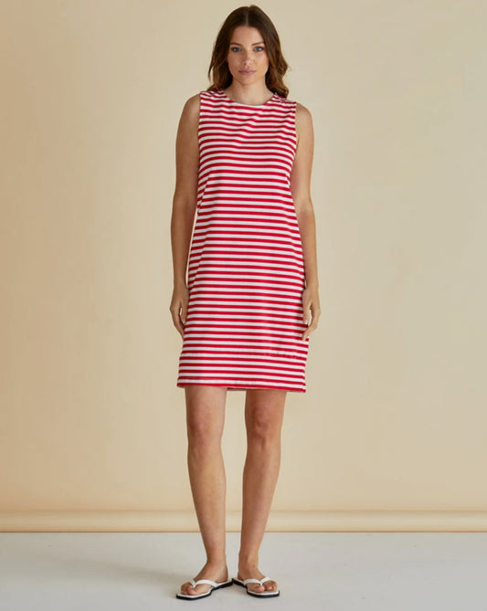 Tia Tank Dress - Red Stripe