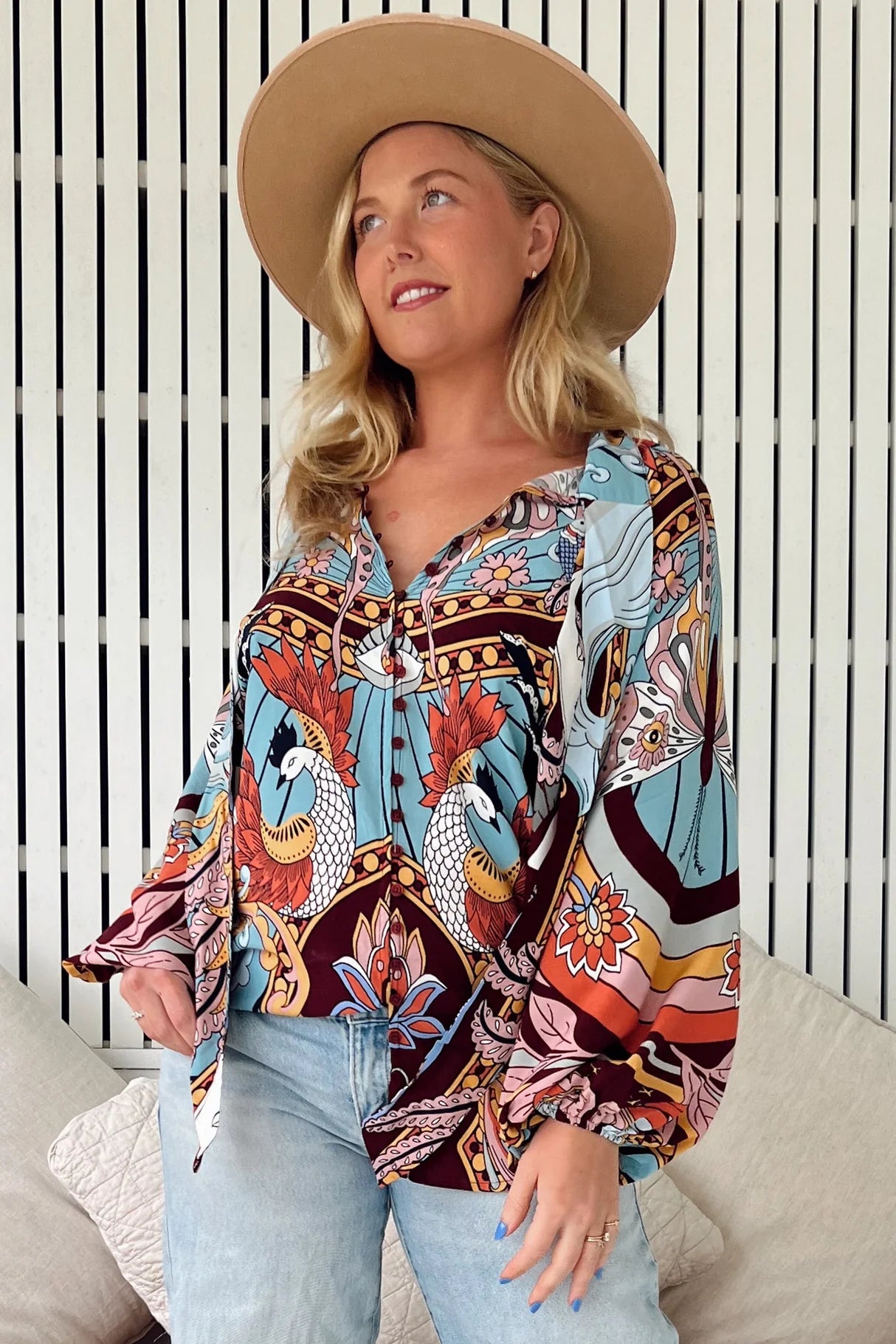 Imogen Blouse - Wild Hearts Print
