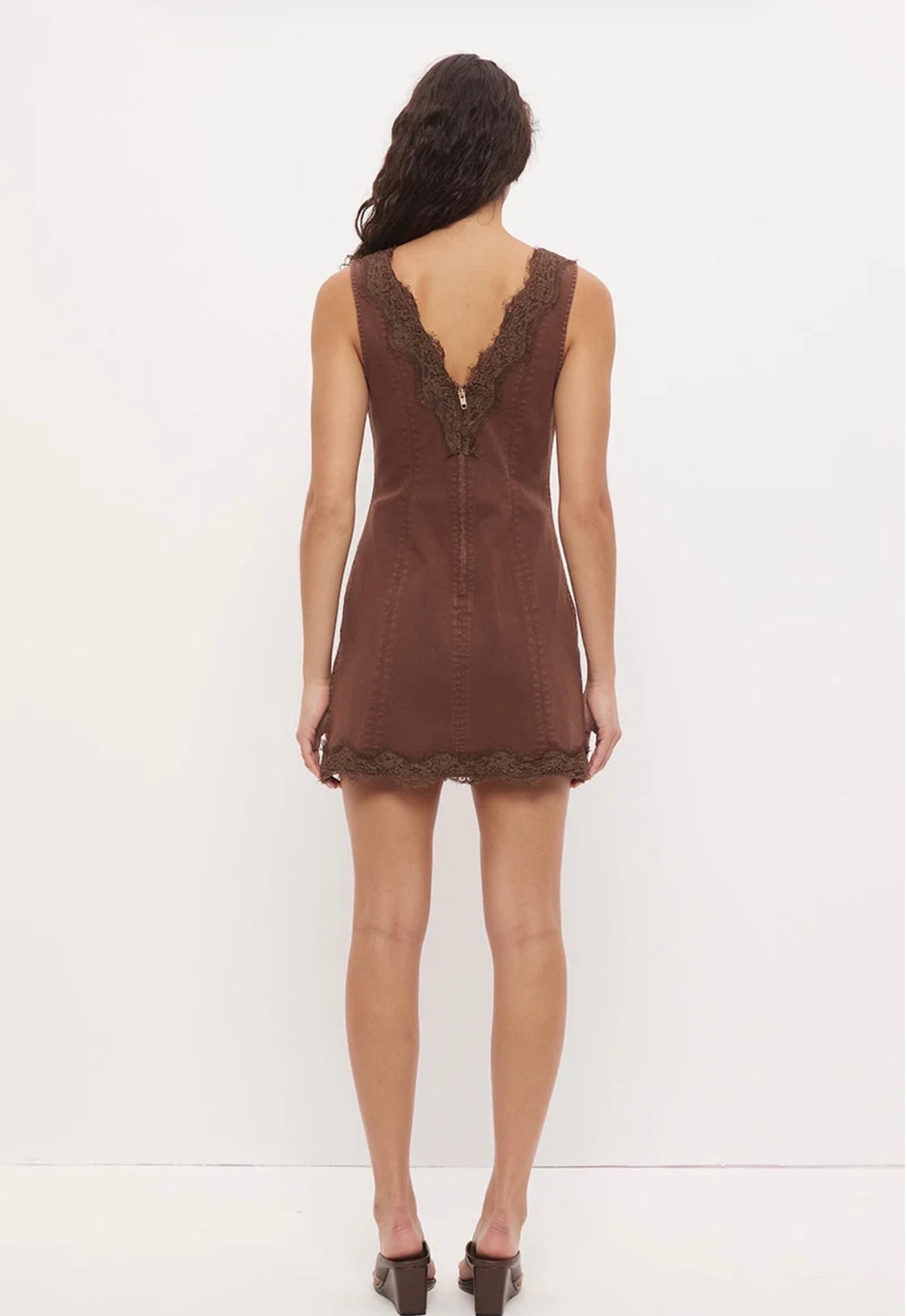 Lacie Denim Mini Dress - Mocha