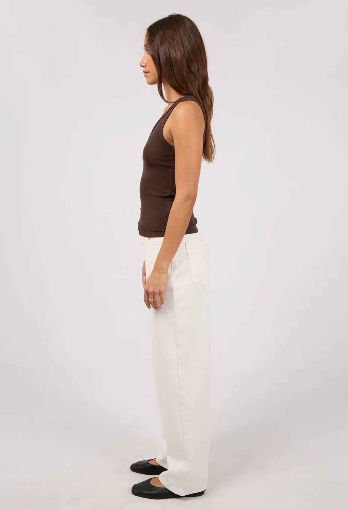LUXE RIB VEE TANK CHOCOLATE