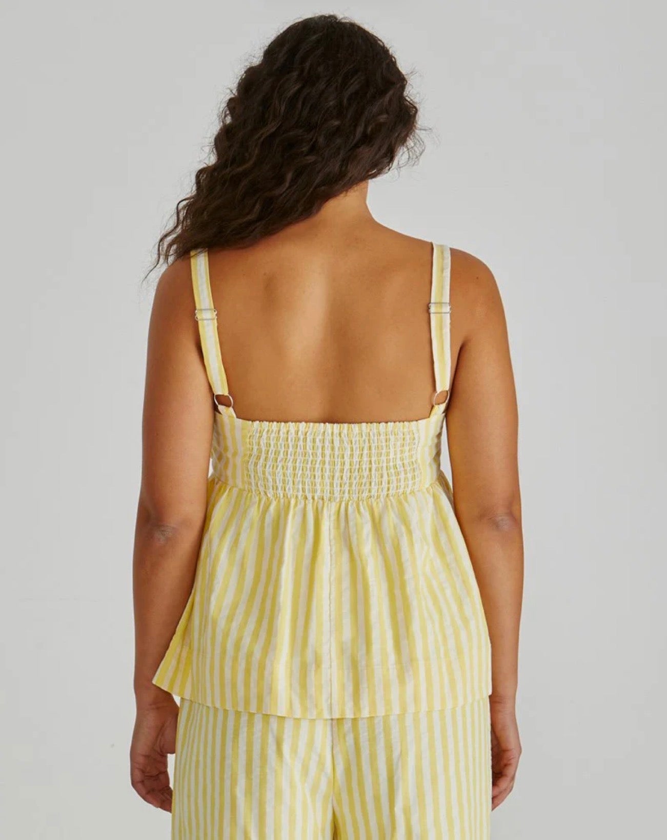 ZANE EMPIRE TOP - YELLOW WHITE STRIPE