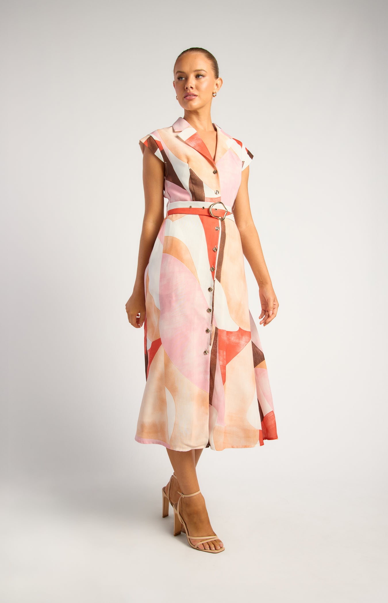 Ebony Midi Dress - Pink/Orange