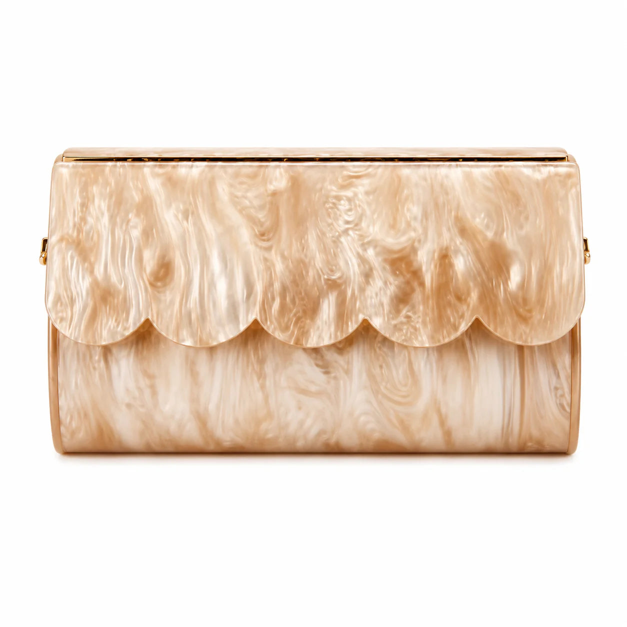 Acrylic Clutch - Beige with Top Scolloped Flap