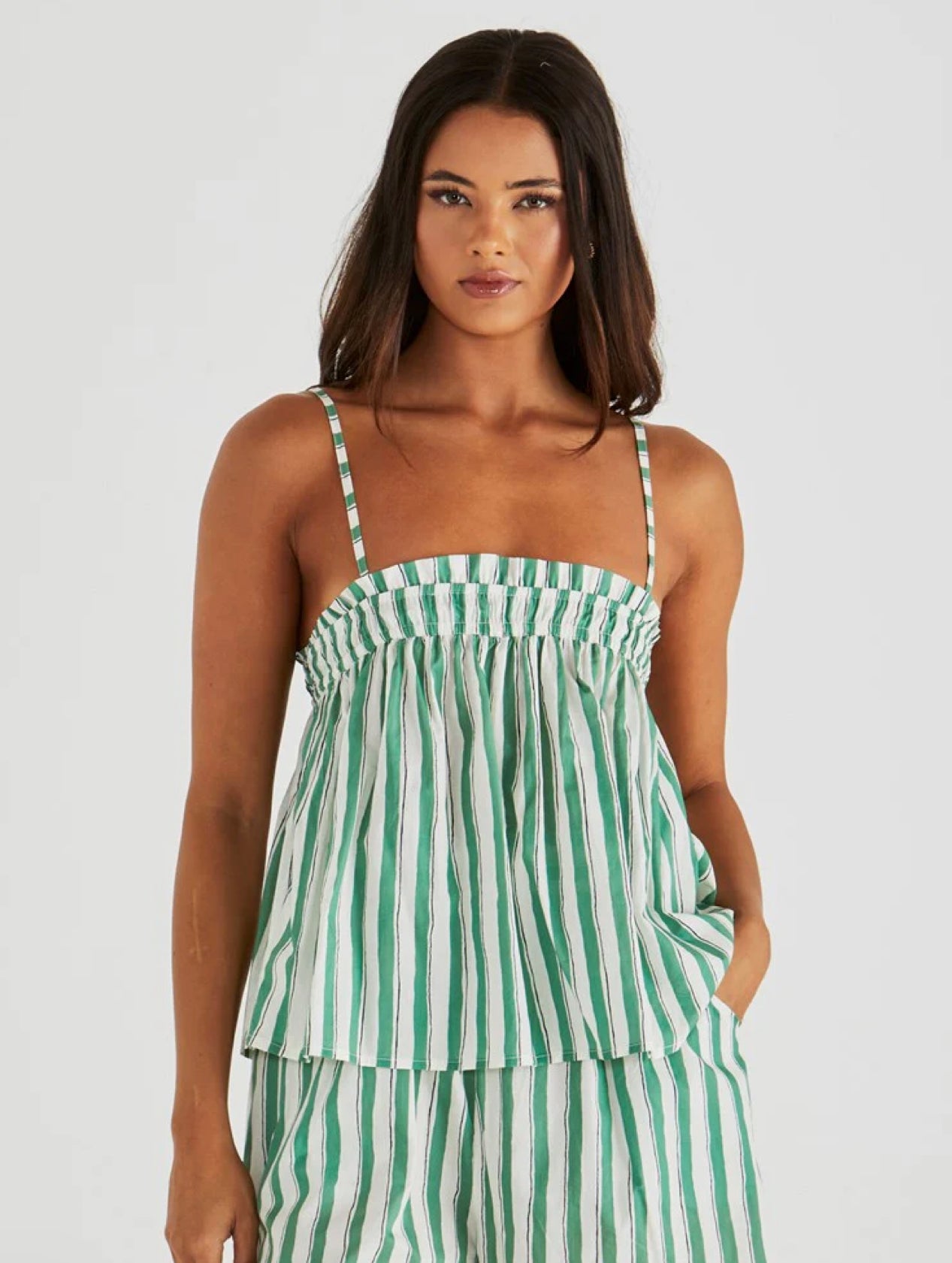 SERAPHINA CAMI - GREEN STRIPE