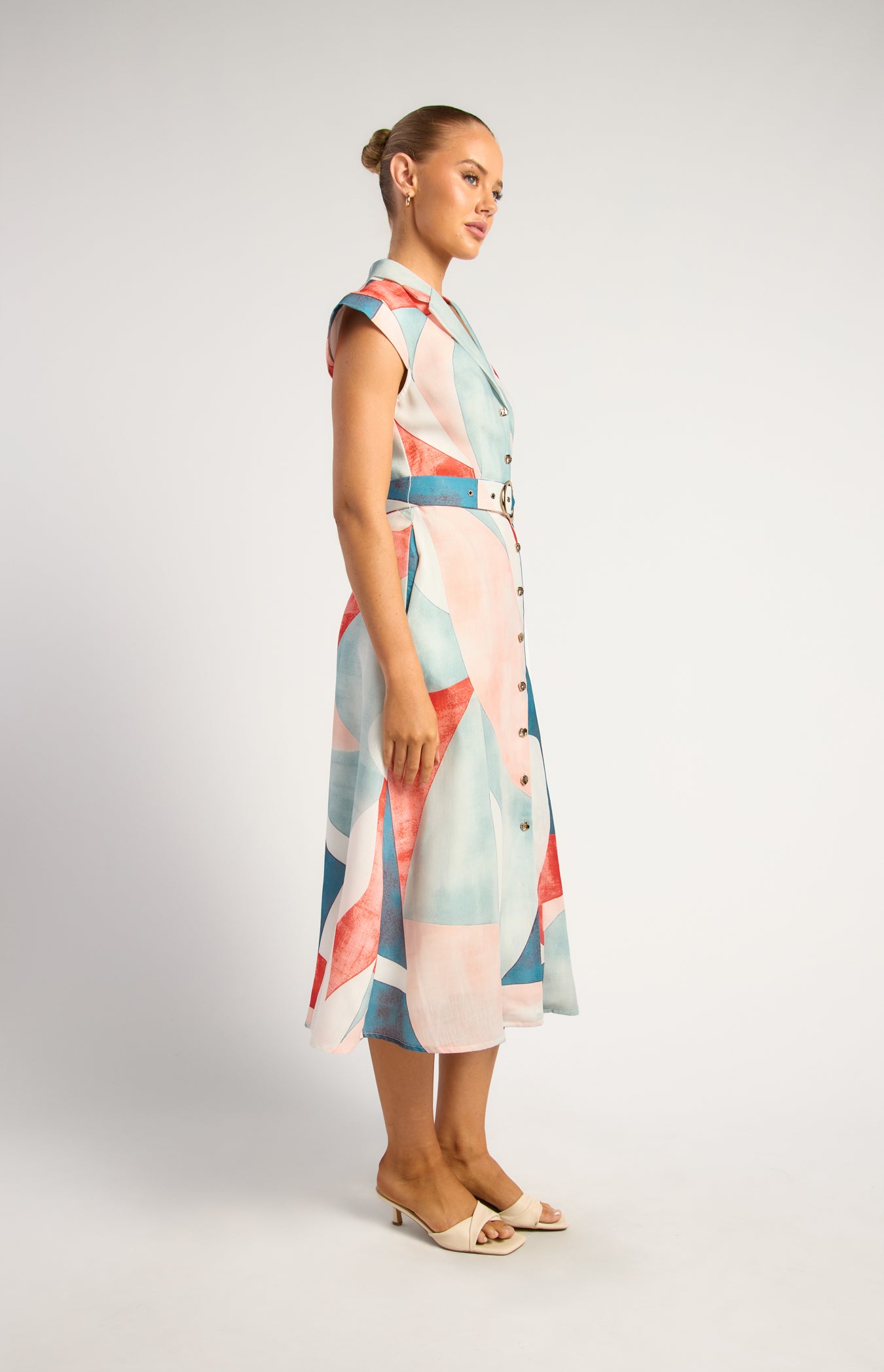 Ebony Midi Dress - Red/Jade