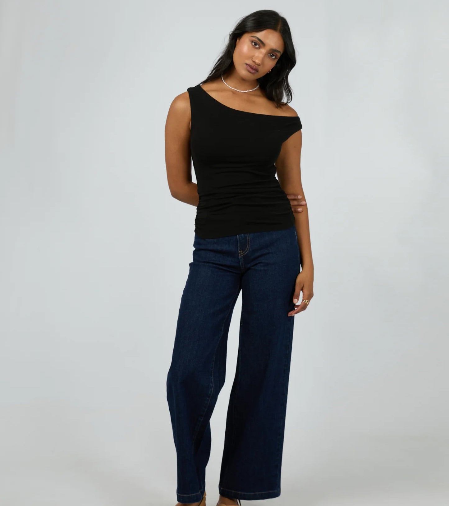 KYLIE OFF SHOULDER TOP - BLACK