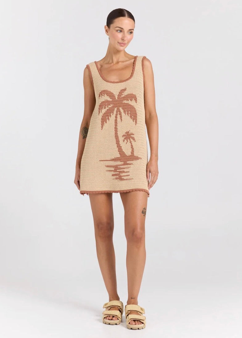 Palm Beach U Crochet Knit Dress - Sand
