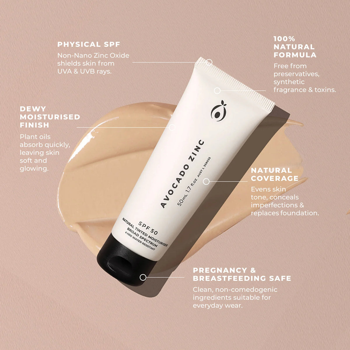 SPF 50 Natural Tinted Moisturiser - light medium