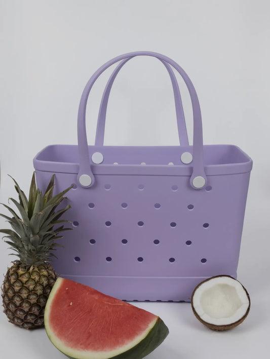 ALOHA VEGAN TOTE BAG - LIGHT PURPLE - LARGE