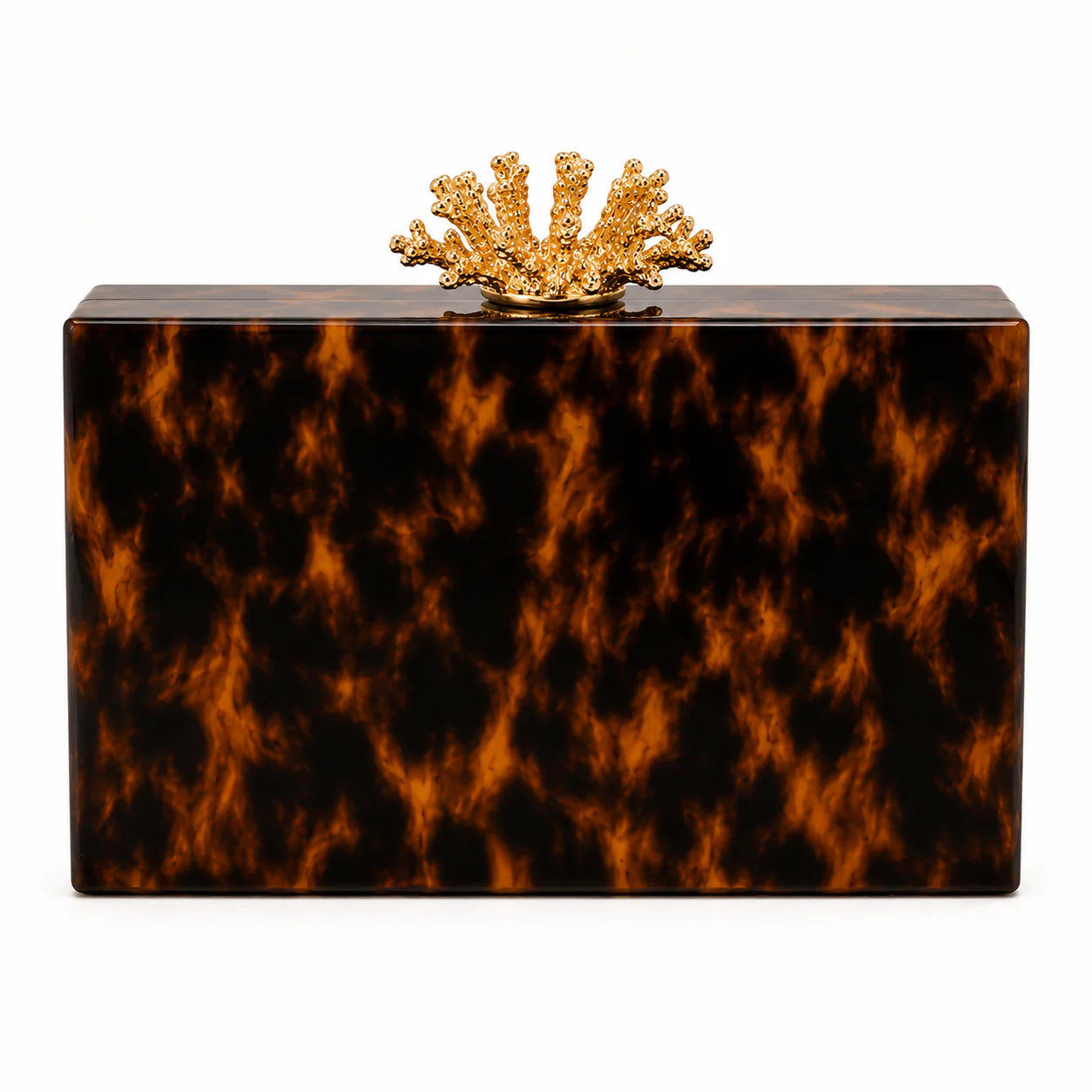 Acrylic Clutch - Tortoiseshell with Gold Coral Top