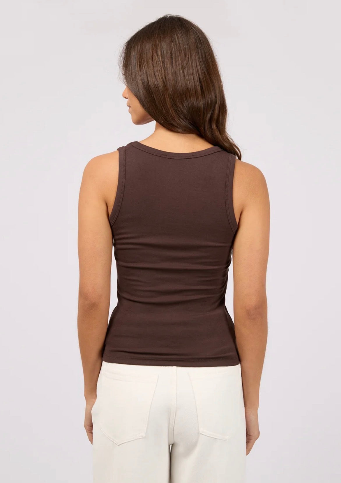 LUXE RIB VEE TANK CHOCOLATE