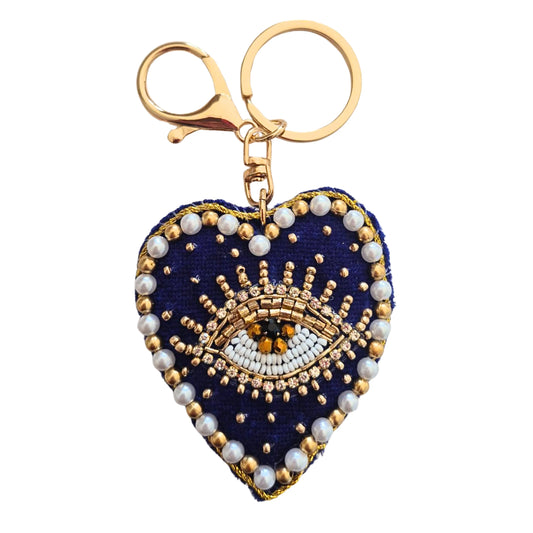 BEADED KEYCHAIN - heart