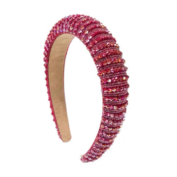 Julia Beaded Headband - Red