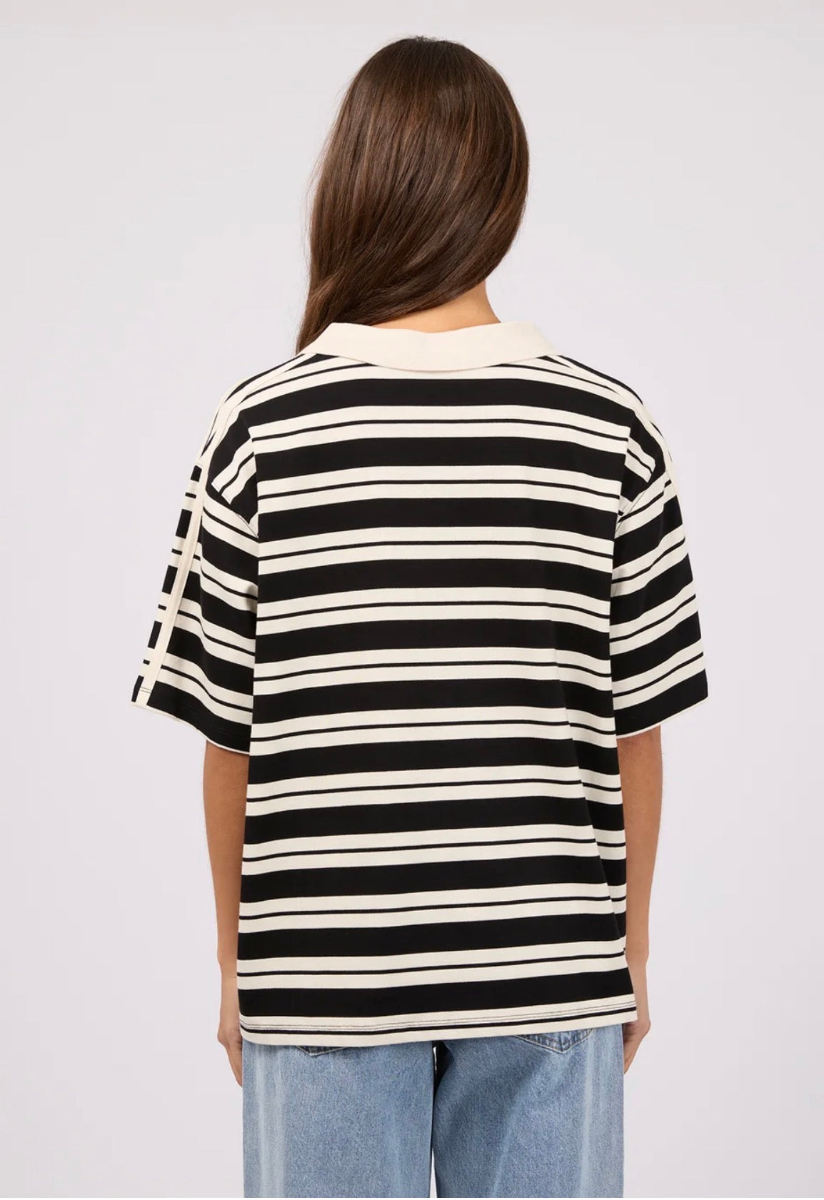 WALKER STRIPE POLO TEE BLACK
