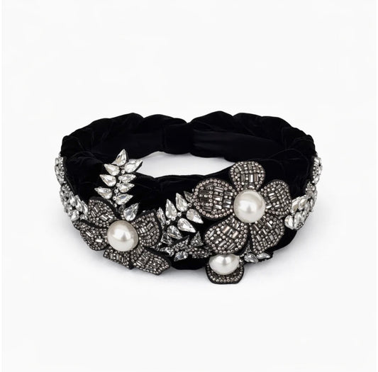Heather Statement Headband, Black Velvet