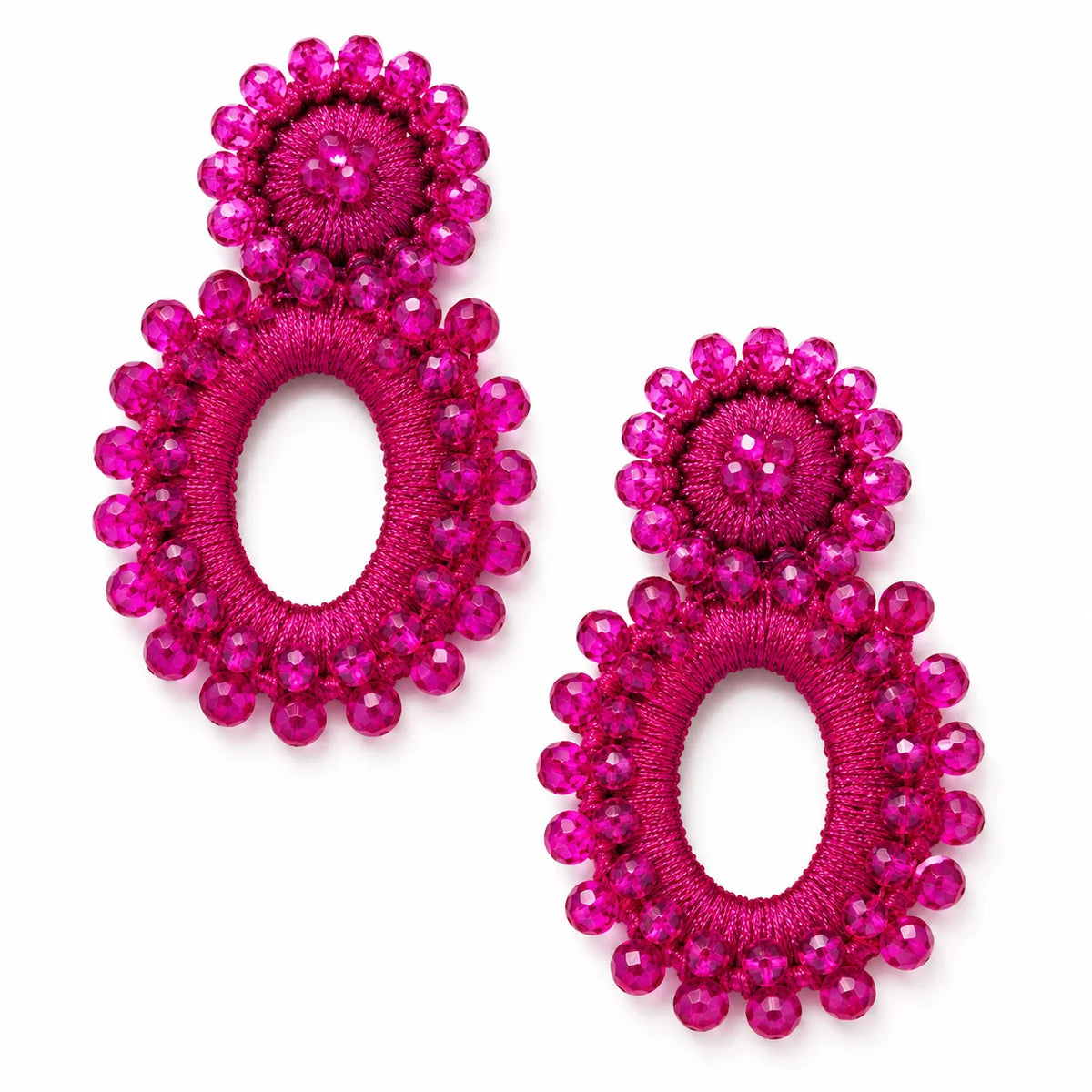 Belle Fuchsia Beaded Statement Earrings