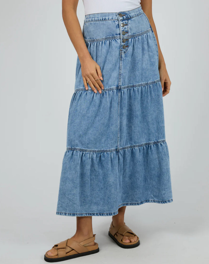 COCO DENIM MAXI SKIRT - LIGHT BLUE