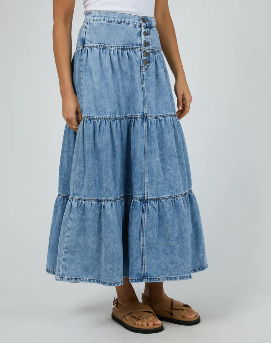 COCO DENIM MAXI SKIRT - LIGHT BLUE