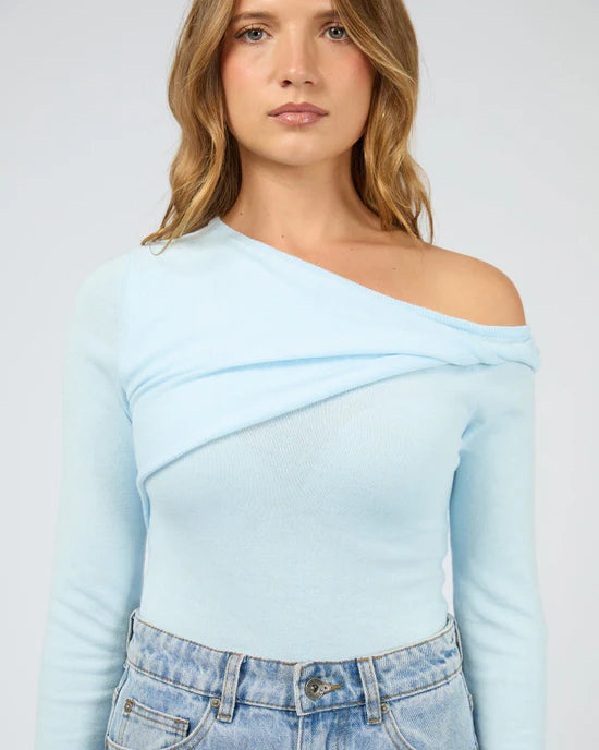 ASHTON KNIT LAYERED L/S TOP - Light Blue