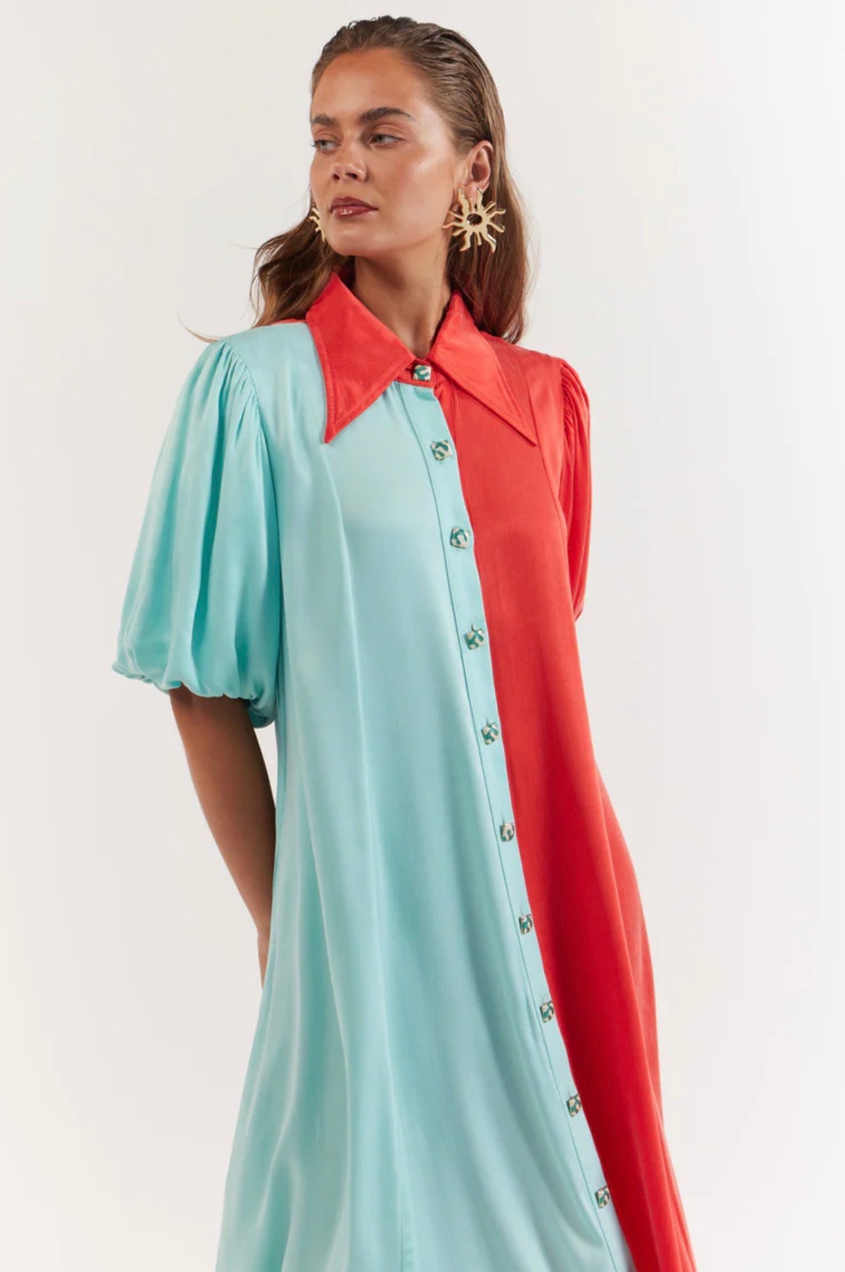 Peyton Midi Dress Tangerine Aqua