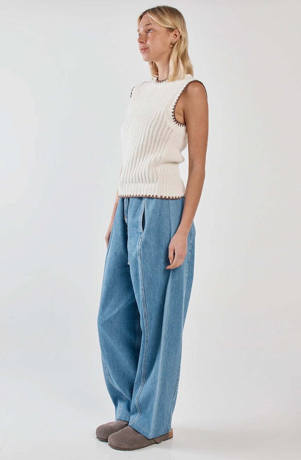 Tonia Knit Vest - Cream/Mushroom