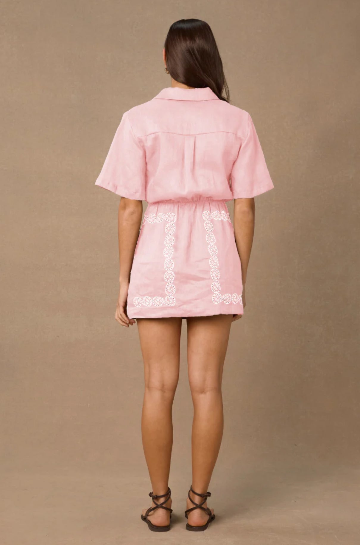 ORA SHIRT DRESS - PINK AND CREAM