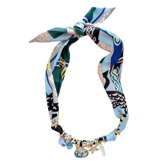FABRIC NECKLACE - Blue