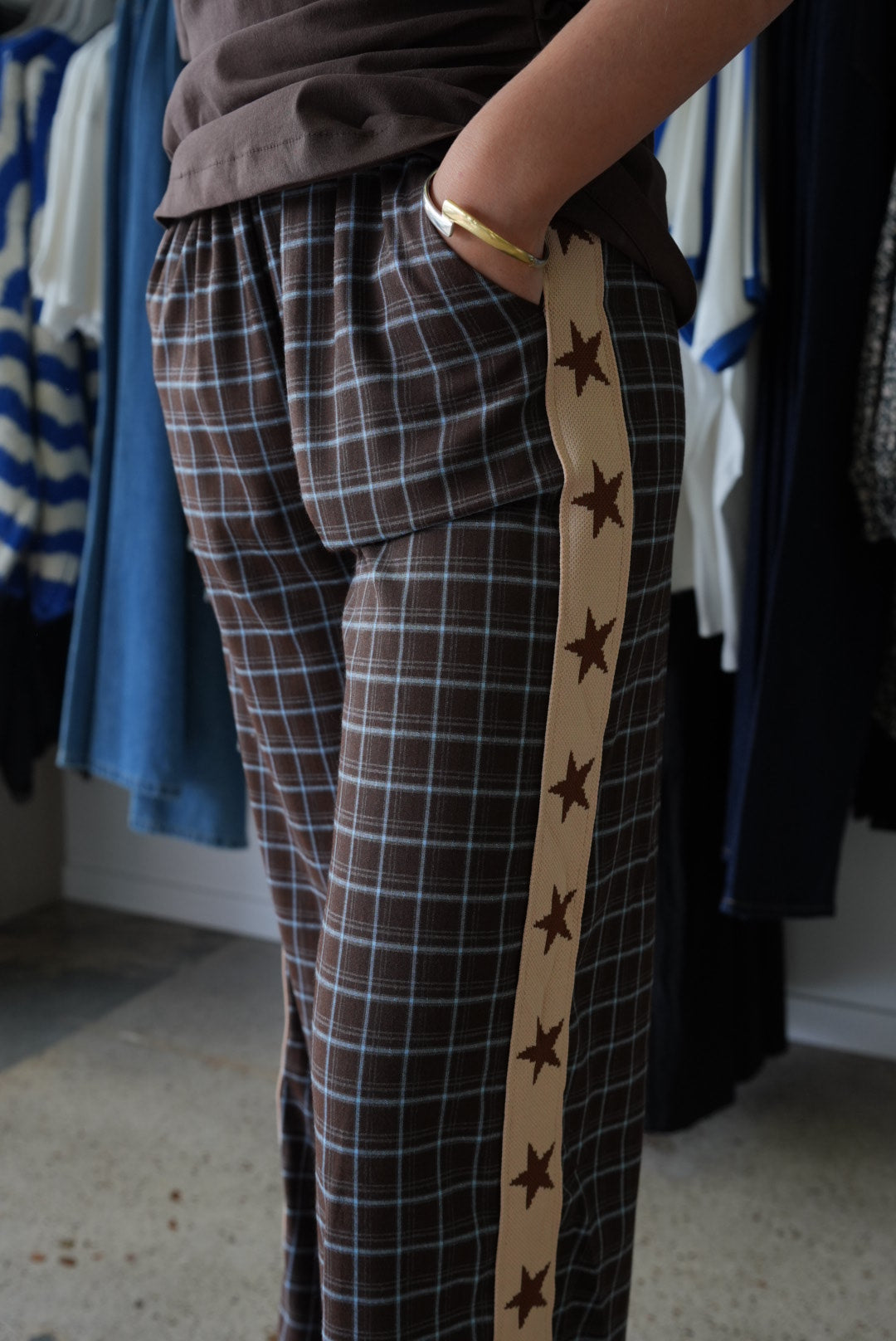 Espresso Check Pants