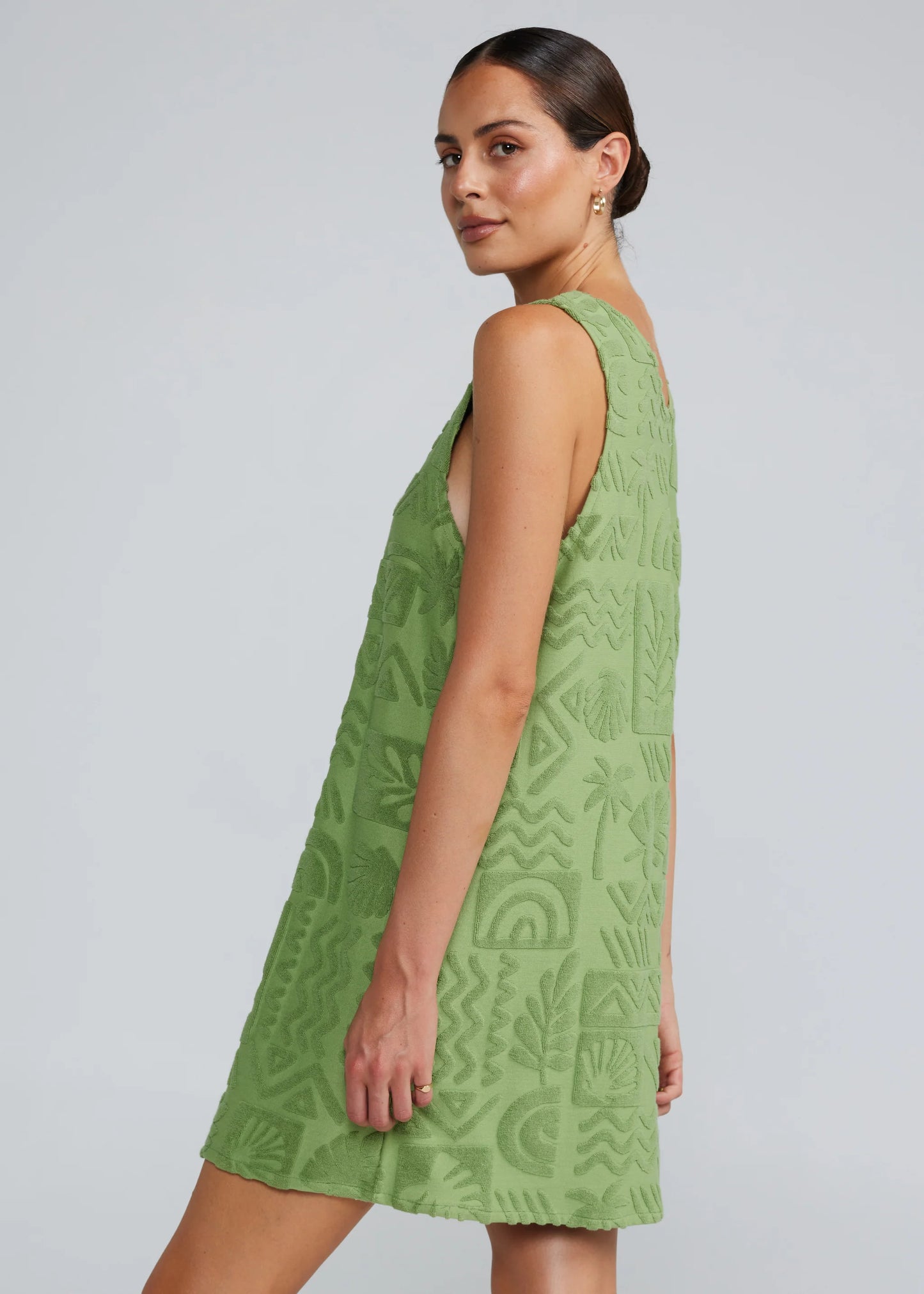 Mai Tai V Tunic Towelling Dress - Palm
