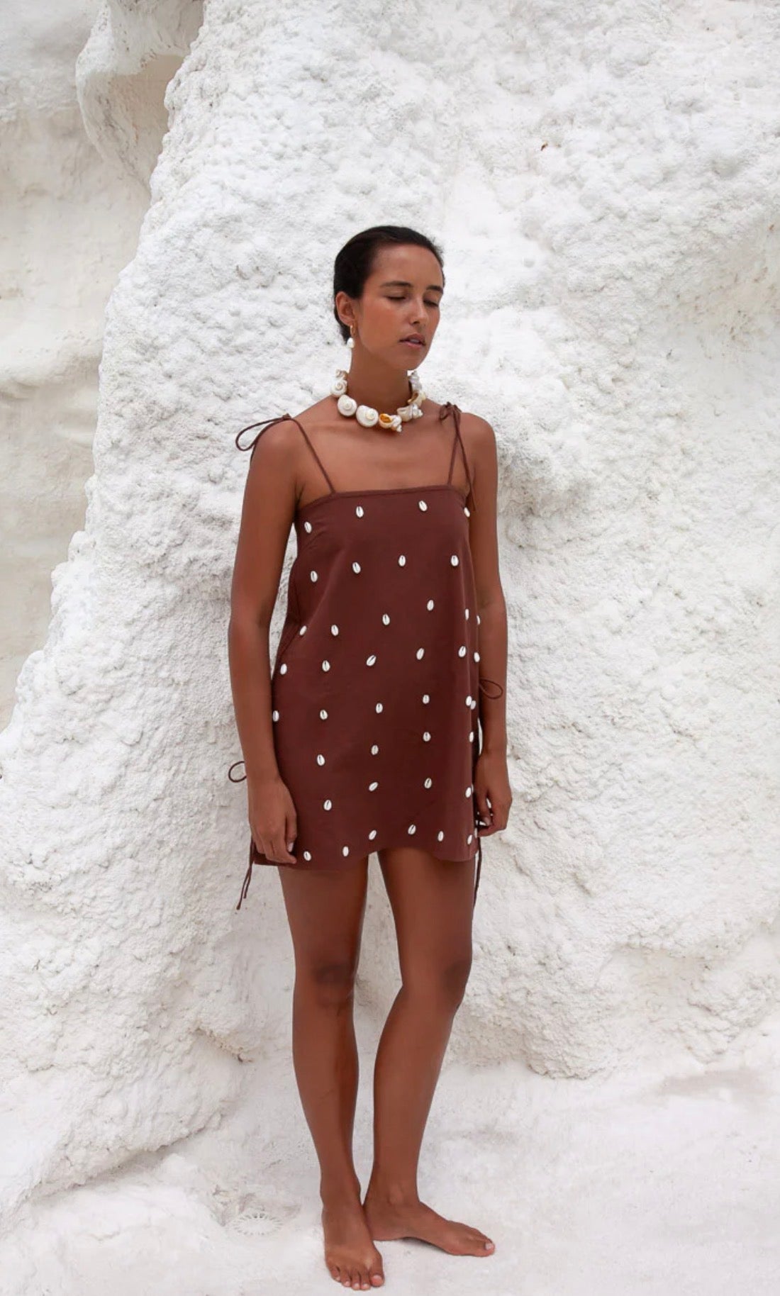 DEDE COWRIE SHELL BEADED DRESS