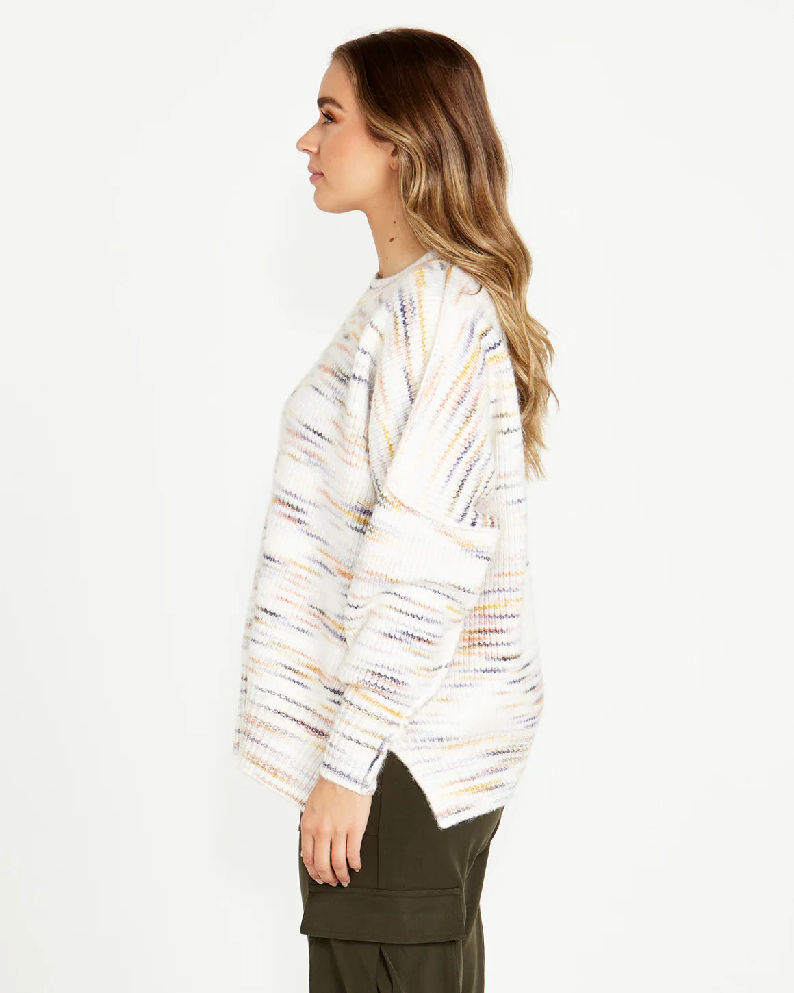 Pepper Space Oversized Wool-Blend Jumper - Cream Rainbow Marle