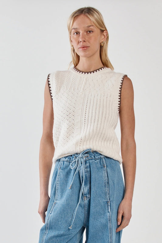 Tonia Knit Vest - Cream/Mushroom