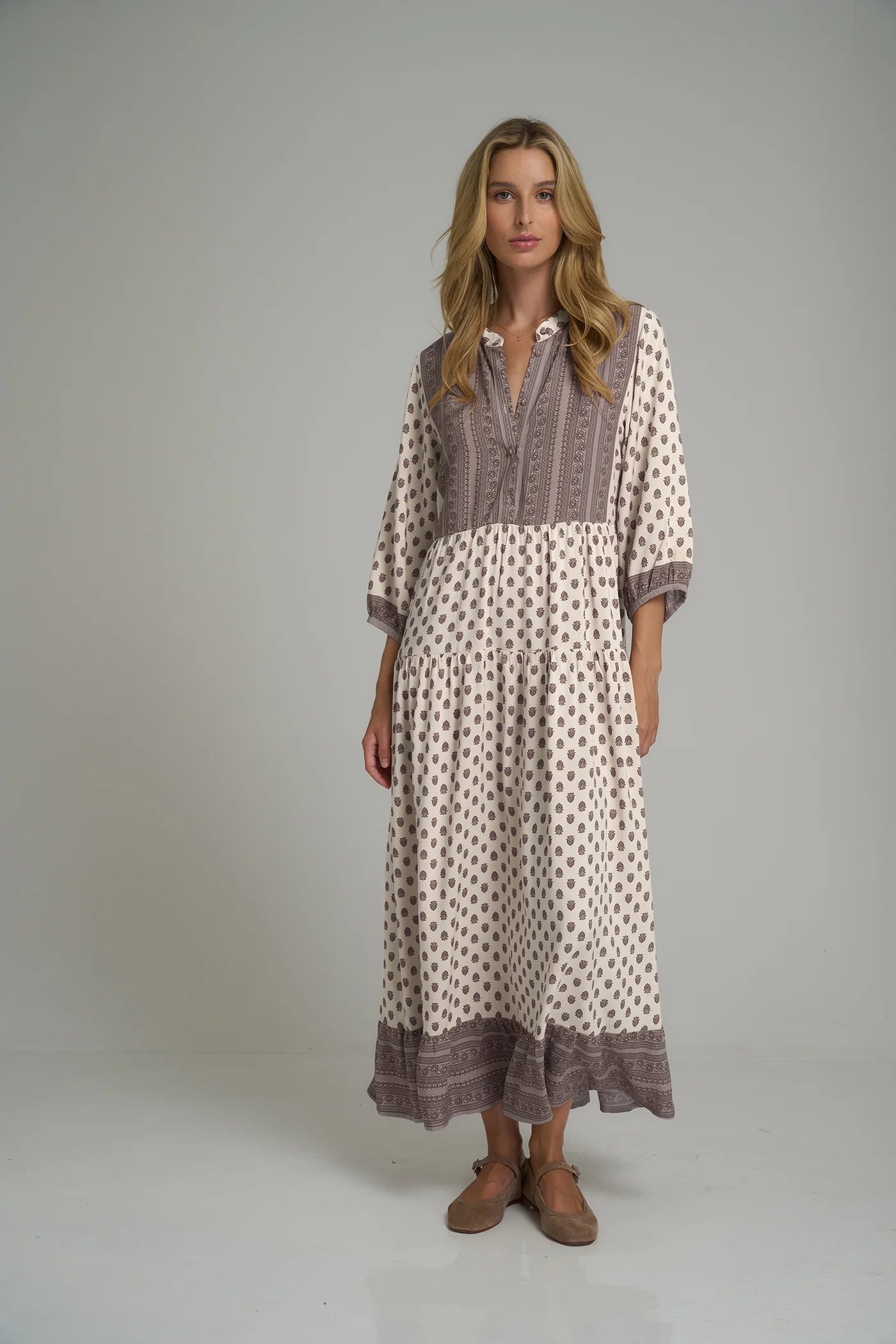 COTSWOLD DRESS - HIGHGROVE FOLK / BROWN PINK