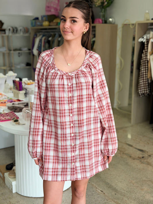 Chelsea Check Long Sleeve Mini Dress