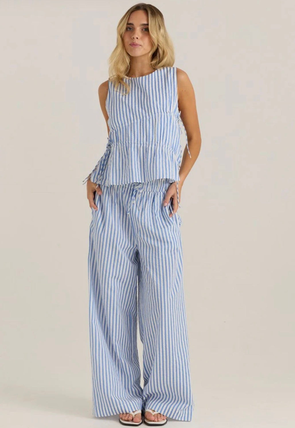 Aziza Pant - Blue/White Stripe