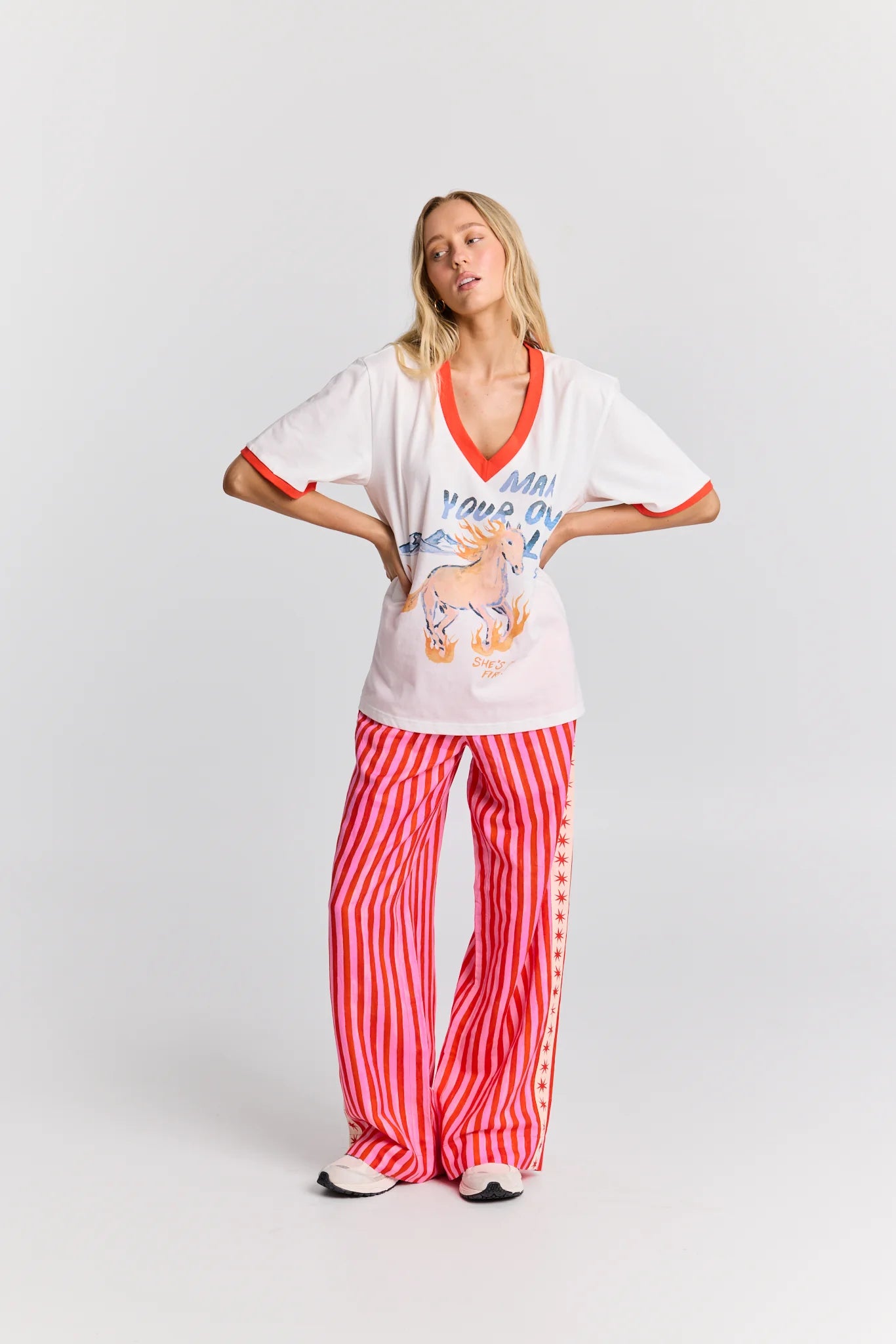 SHE’S ON FIRE V-NECK TEE