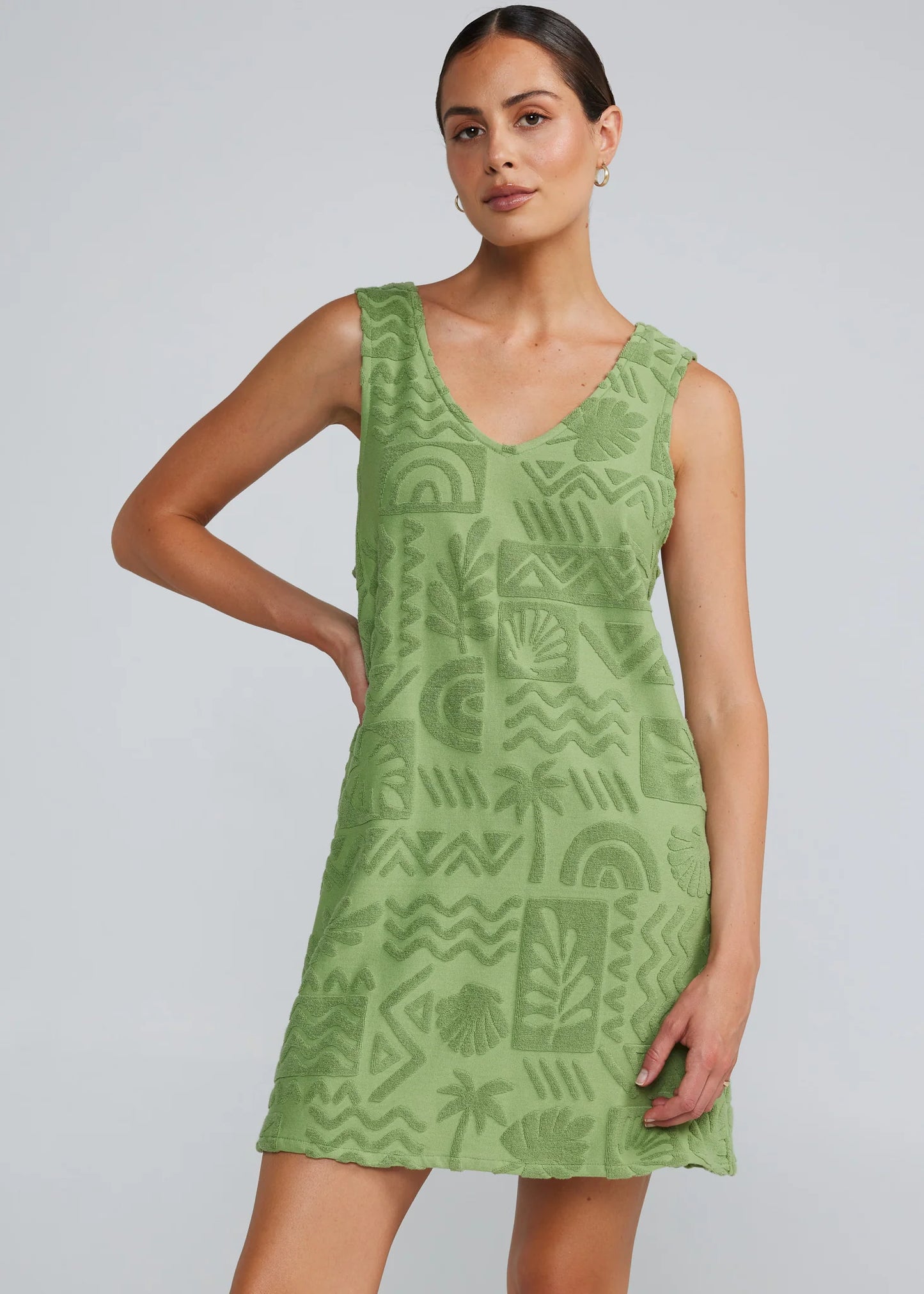 Mai Tai V Tunic Towelling Dress - Palm