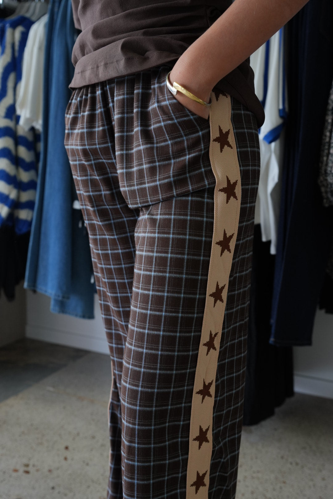Espresso Check Pants