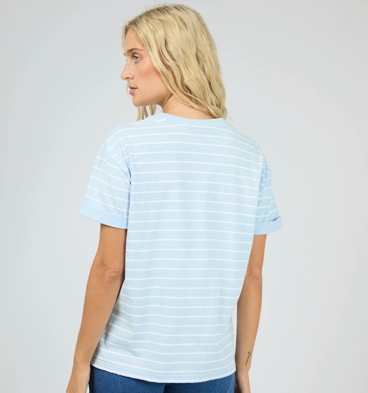 AAE WASHED STRIPE TEE OCEAN BLUE