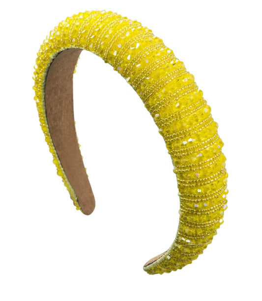 Julia Yellow Beaded Headband - Yellow