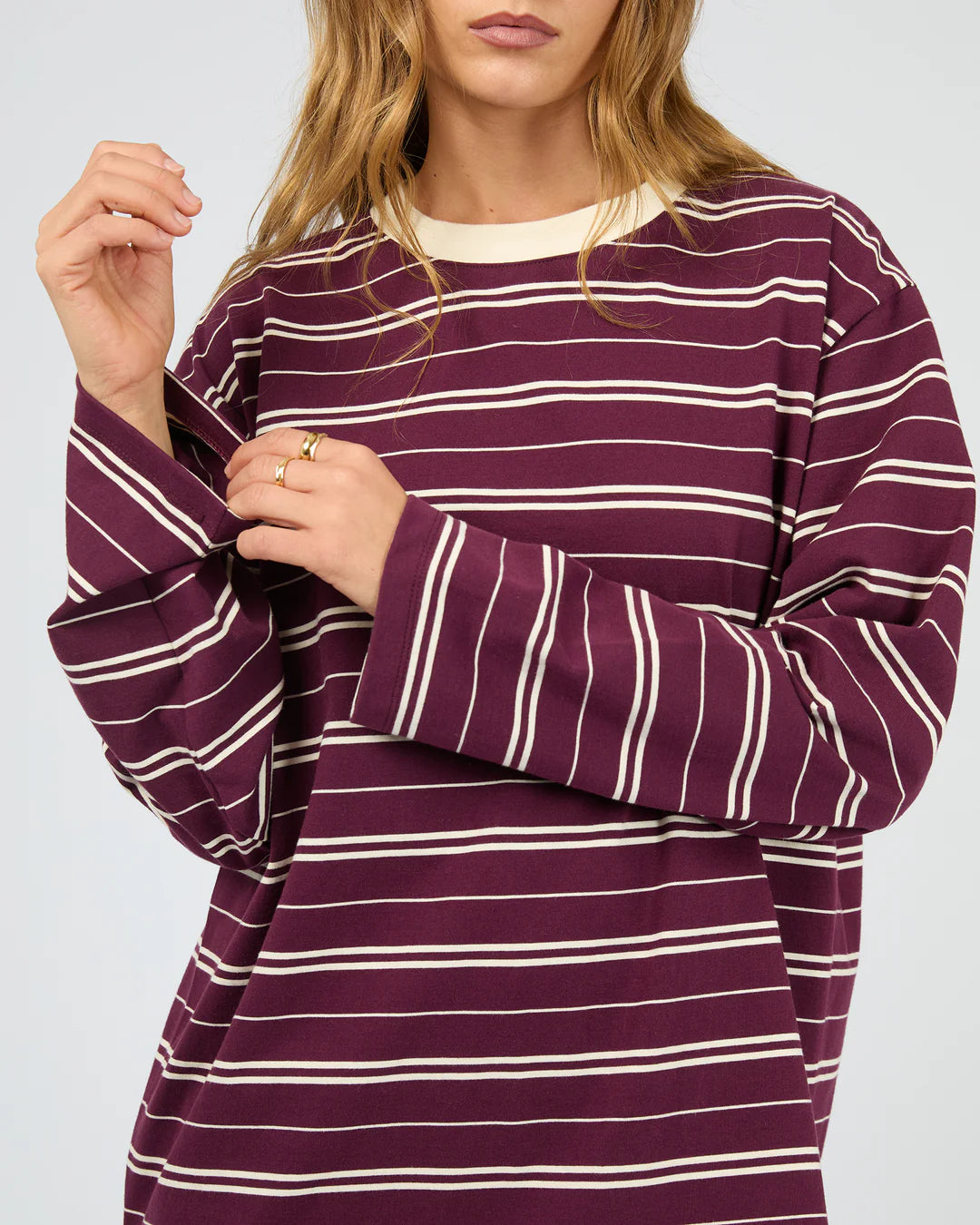 STRIPE LONG SLEEVE TEE CHERRY