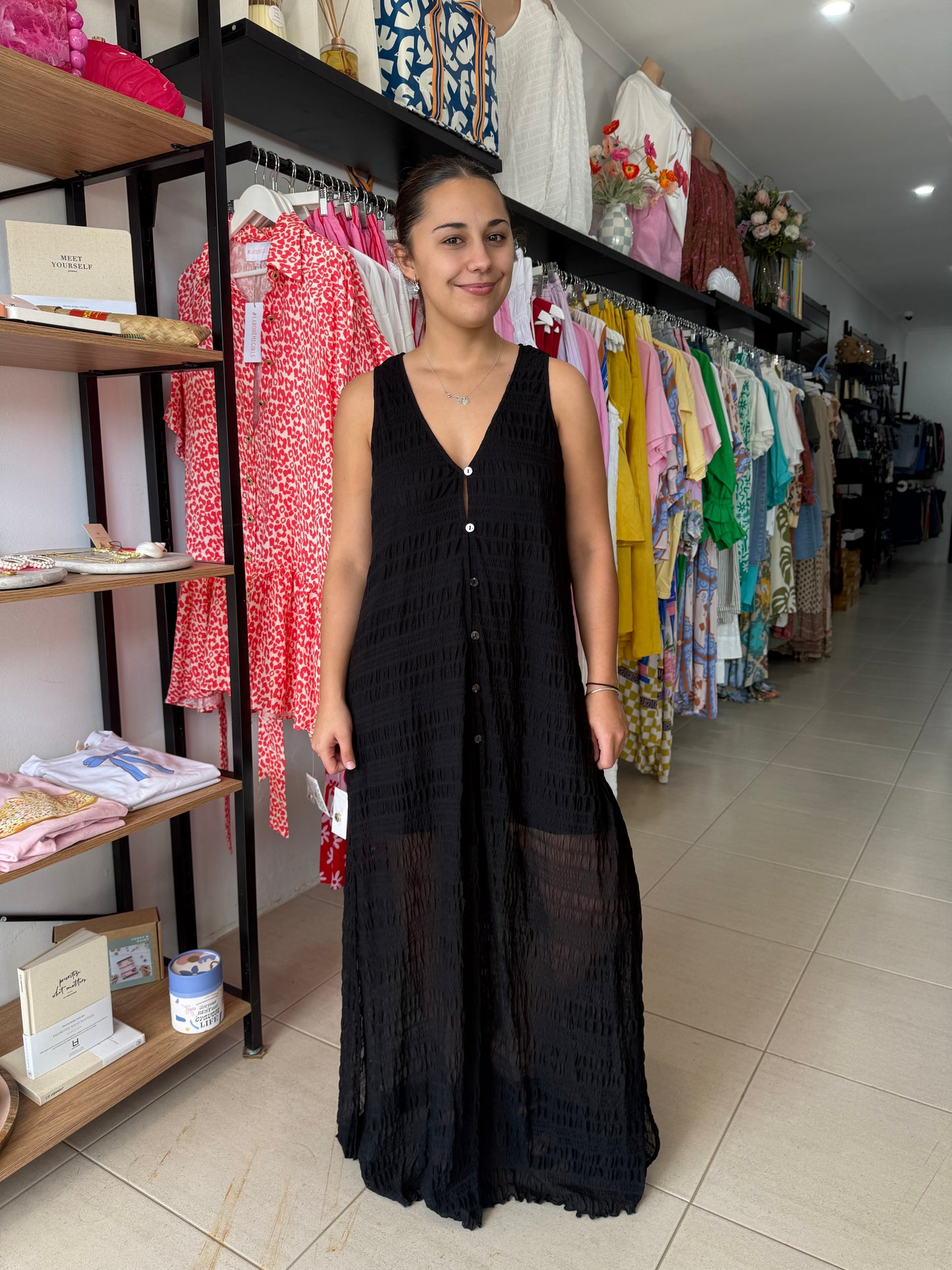 Camy Maxi Smock Dress - Black