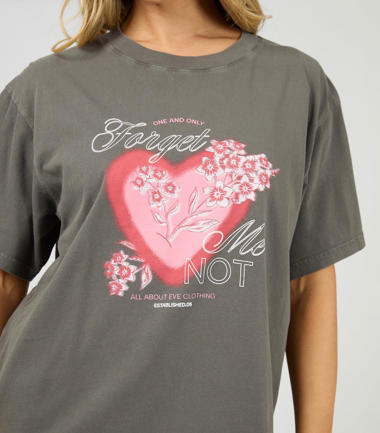 FORGET ME NOT BOX TEE CHARCOAL