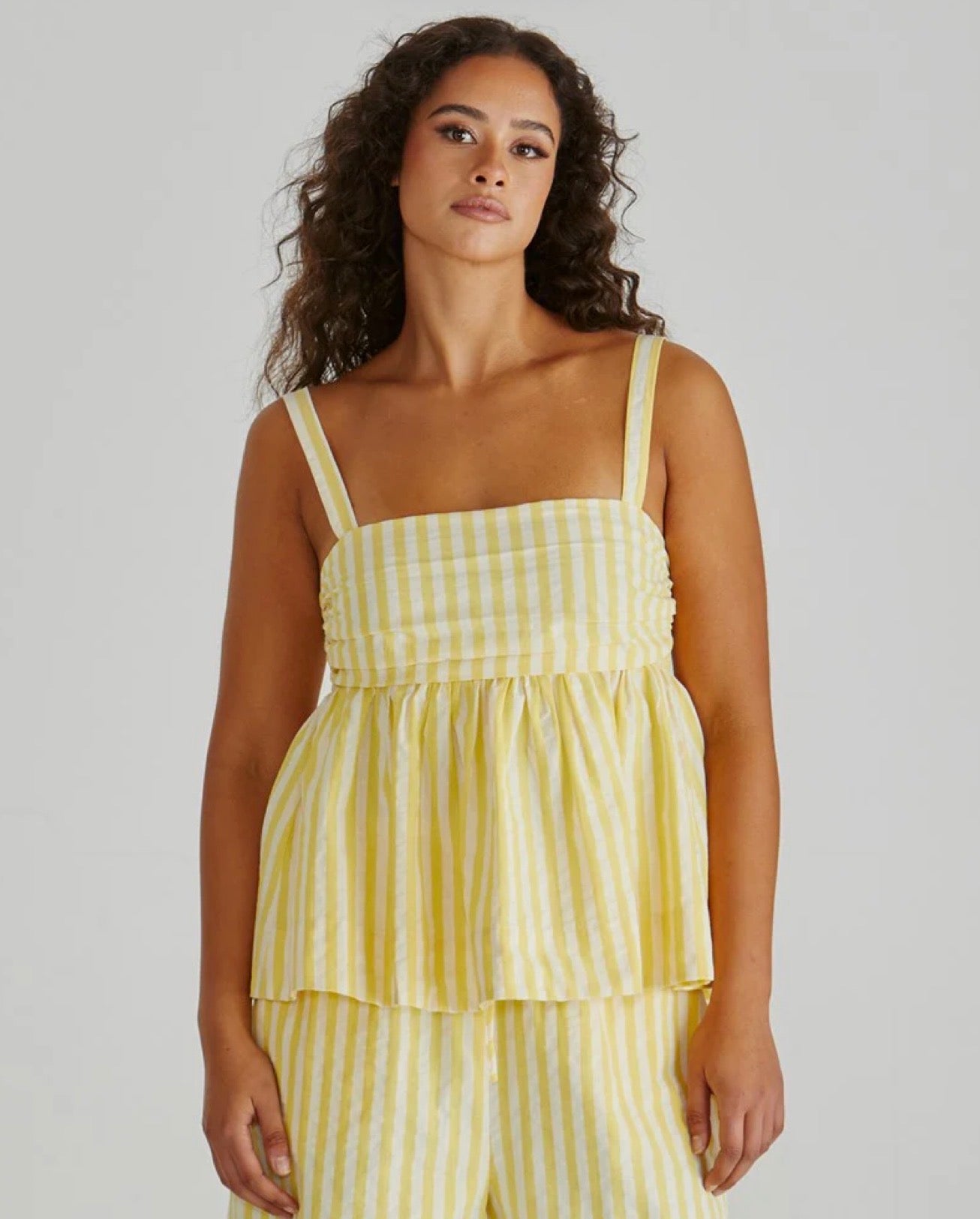 ZANE EMPIRE TOP - YELLOW WHITE STRIPE