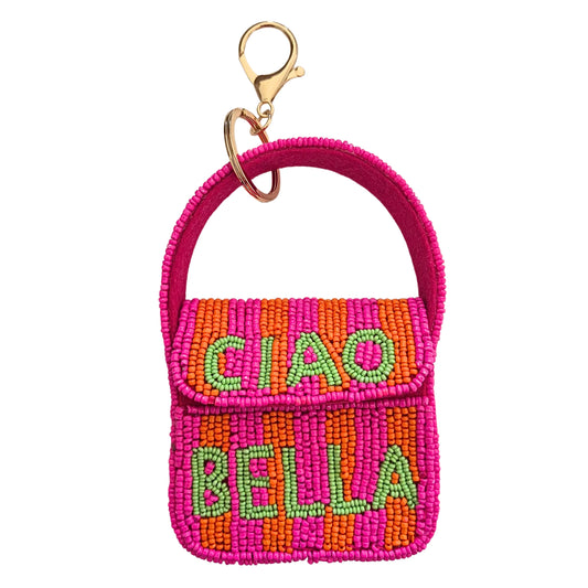 MINI BEADED HANDBAG KEYCHAIN
