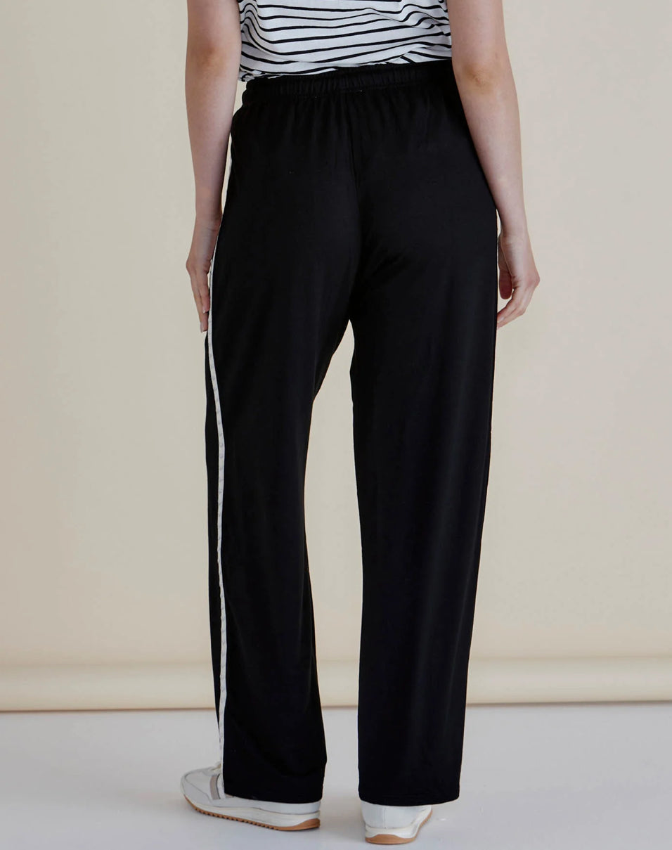 Evelyn Wide Leg Jogger - Black Trim