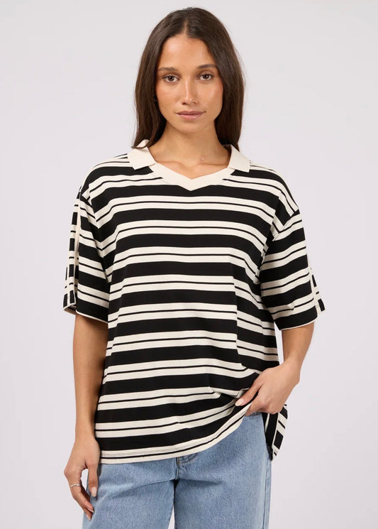 WALKER STRIPE POLO TEE BLACK